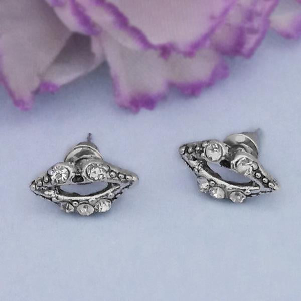 Kriaa Silver Plated White Austrian Stone Stud Earrings - 1312621H