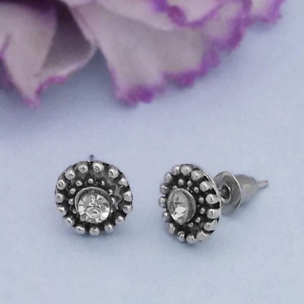 Kriaa Silver Plated White Austrian Stone Stud Earrings - 1312621K