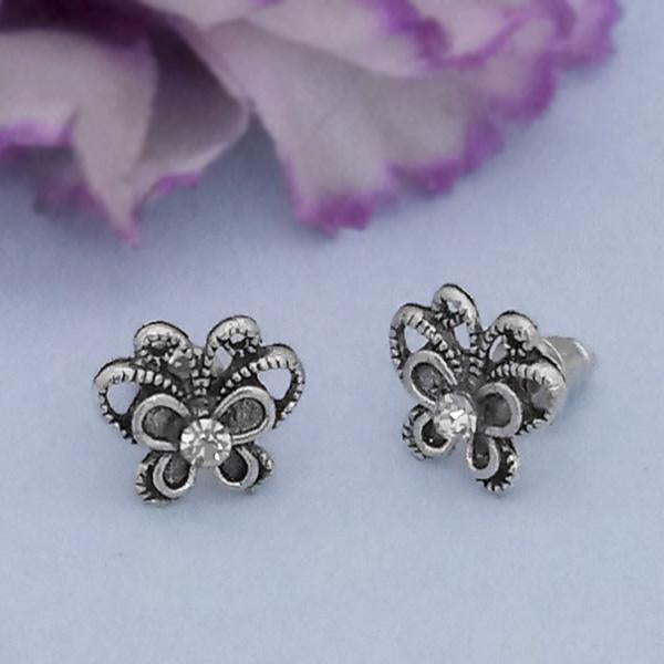 Kriaa Silver Plated White Austrian Stone Stud Earrings - 1312623L