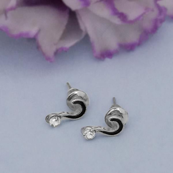 Kriaa Silver Plated White Austrian Stone Stud Earrings - 1312625K