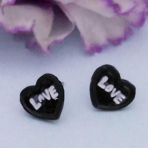 Kriaa Silver Plated Love Heart Shape Stud Earrings - 1312625R