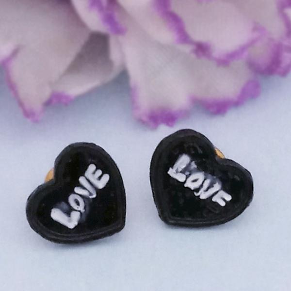 Kriaa Gold Plated " Love " Heart Shape Stud Earrings - 1312626R