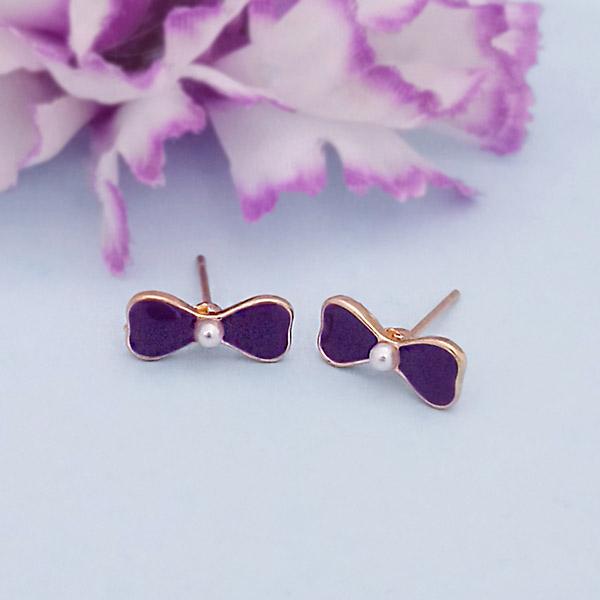 Kriaa Gold Plated Purple Meenakari Stud Earrings - 1312866G