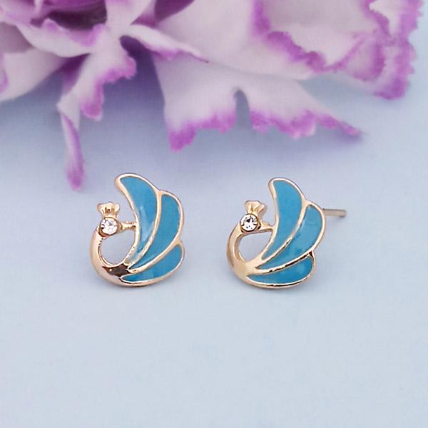 Kriaa Gold Plated Blue Meenakari Stud Earrings - 1312870H