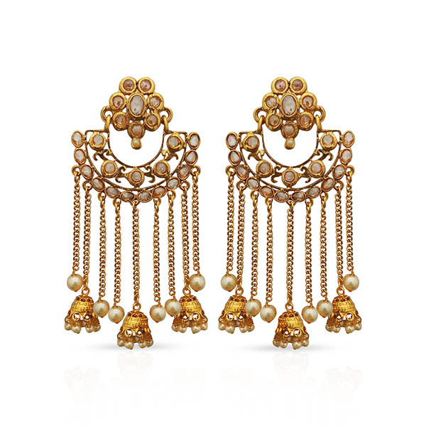 Shreeji AD Stone Gold Plated Dangler Earrings