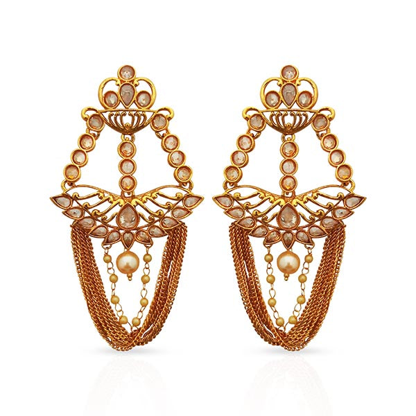 Shreeji AD Stone Gold Plated Dangler Earrings