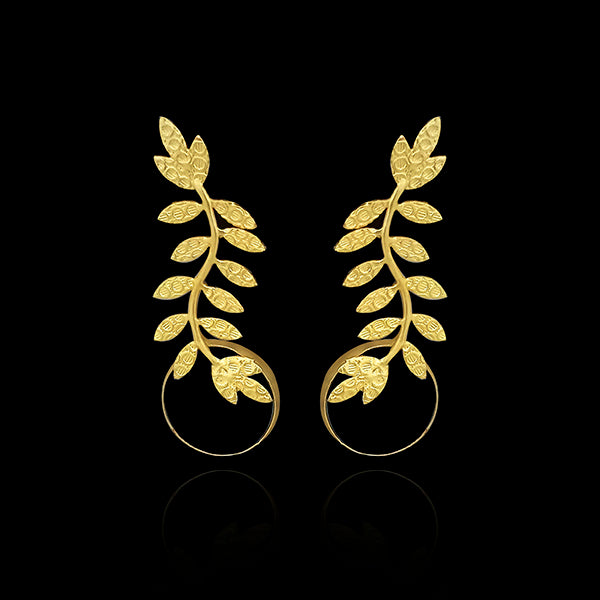 Infinity Gold Plated Leaf Design Dangler Earrings