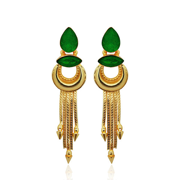 Infinity Green Crystal Stone Gold Plated Dangler Earrings