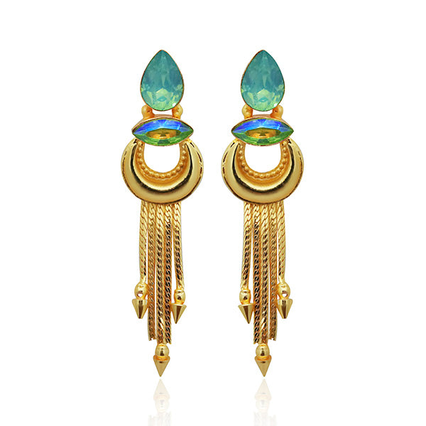 Infinity Blue Crystal Stone Gold Plated Dangler Earrings