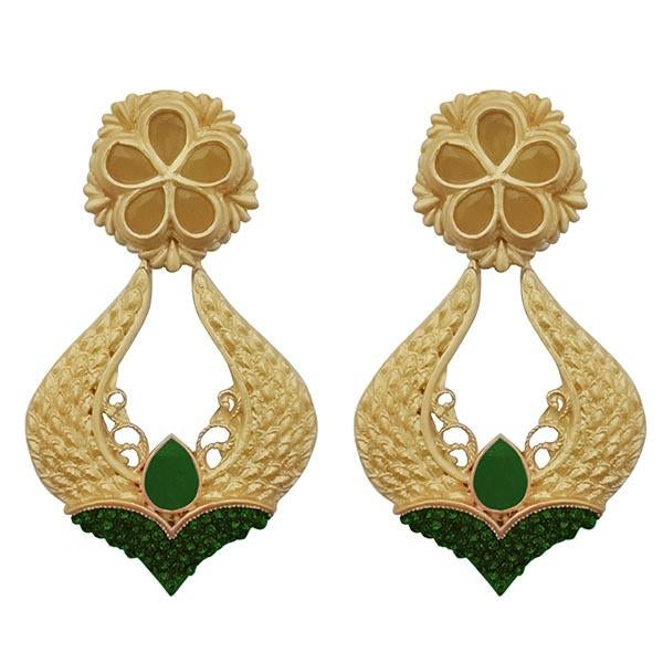 Infinity Green Pota Stone Gold Plated Dangler Earrings
