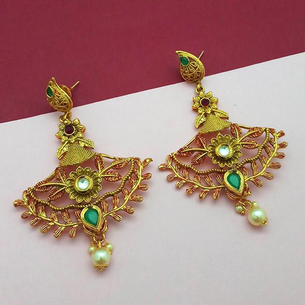 Nikita Arts Gold Plated Stone And Meenakari Copper Matte Dangler Earrings