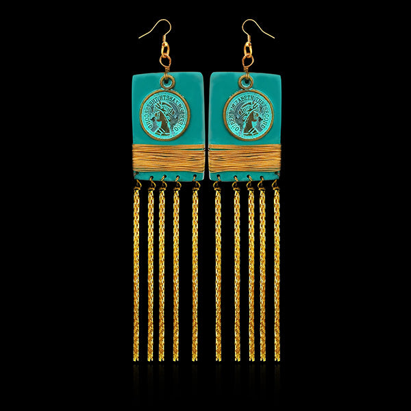 Urthn Gold Plated Wooden Dangler Earrings