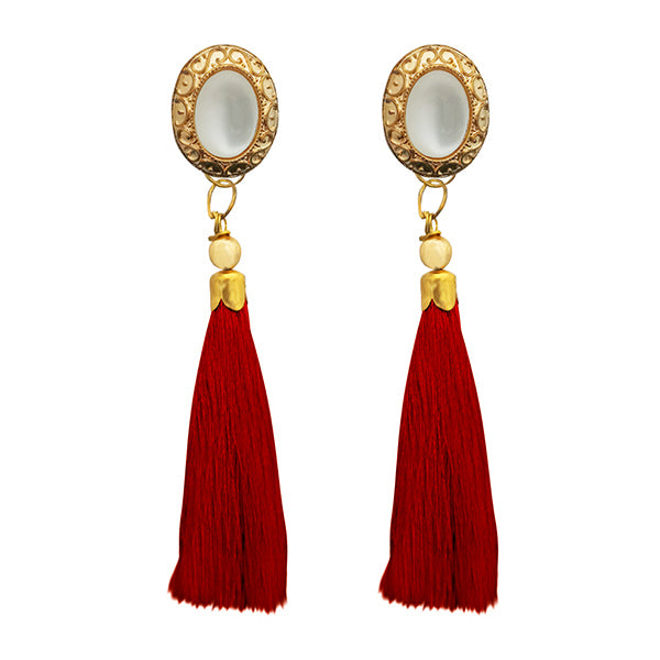 Buy Zcarina Long Maroon White Pearl Pacchi Earrings for Girls and Women  Online at Low Prices in India  Paytmmallcom