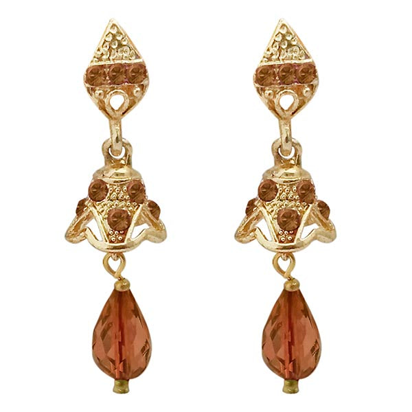 Kriaa Gold Plated Brown Austrian Stone Jhumki Earrings