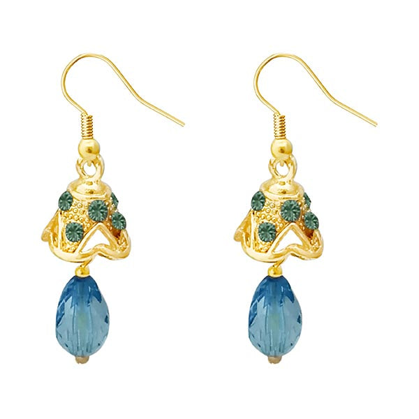 Kriaa Gold Plated Blue Austrian Stone Jhumki Earrings