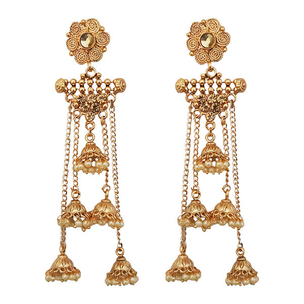 Kriaa Gold Plated  Stone Beads Dangler Earrings