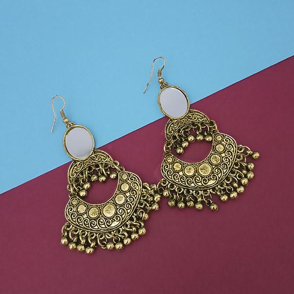 Jeweljunk Gold Plated Mirror Dangler Earrings