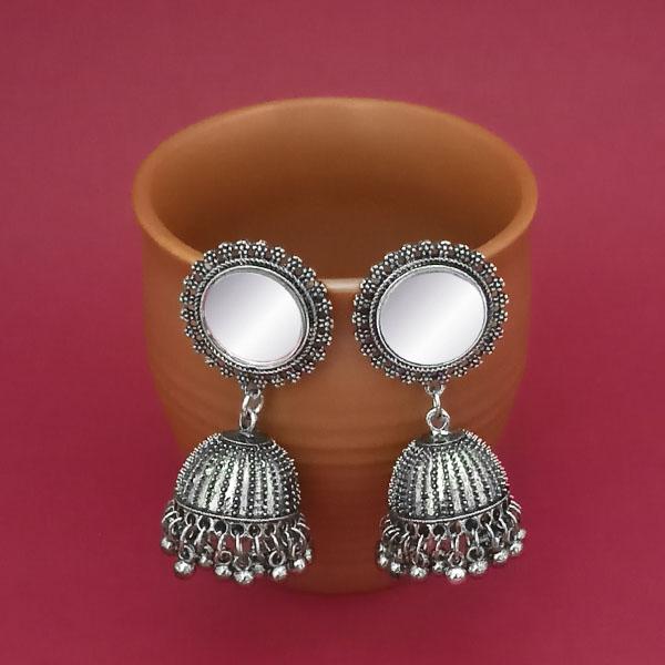 Jeweljunk Silver Plated Mirror Jhumki Earrings