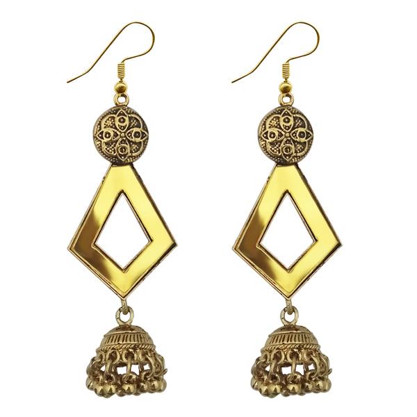 Jeweljunk  Antique Gold Plated  Mirror Jhumki Earrings - 1314954B