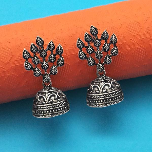 JewelMaze Oxidised Plated Jhumki Earrings