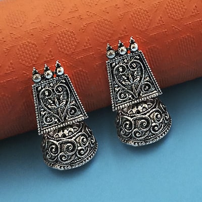 Jeweljunk Oxidised Plated Jhumki Earrings - 1315029