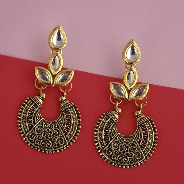 Kriaa Gold Plated Kundan Stone Dangler Earrings