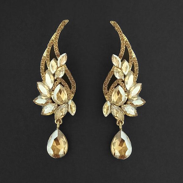 Kriaa Brown Crystal Stone Dangler earrings - 1315606