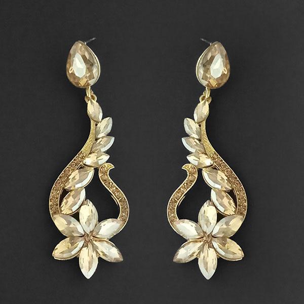 Kriaa Brown Crystal Stone Dangler earrings - 1315608