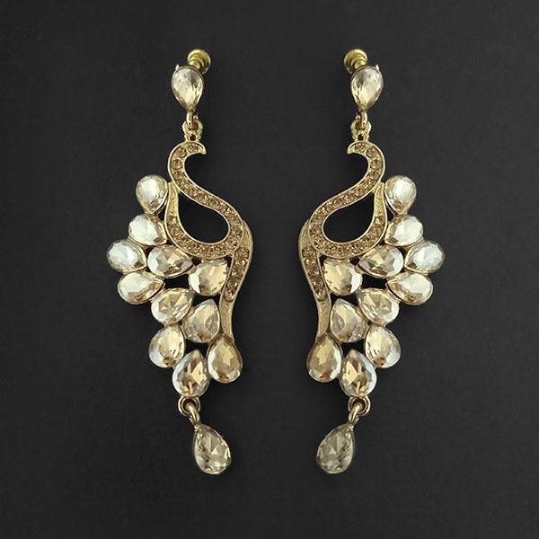Kriaa Brown Crystal Stone Dangler earrings - 1315616