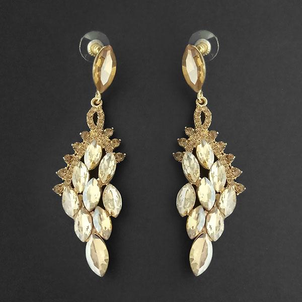 Kriaa Brown Crystal Stone Dangler earrings - 1315622