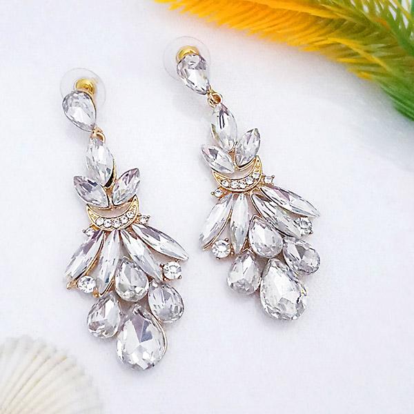 Kriaa White Crystal And Austrian Stone Dangler earrings - 1315623A