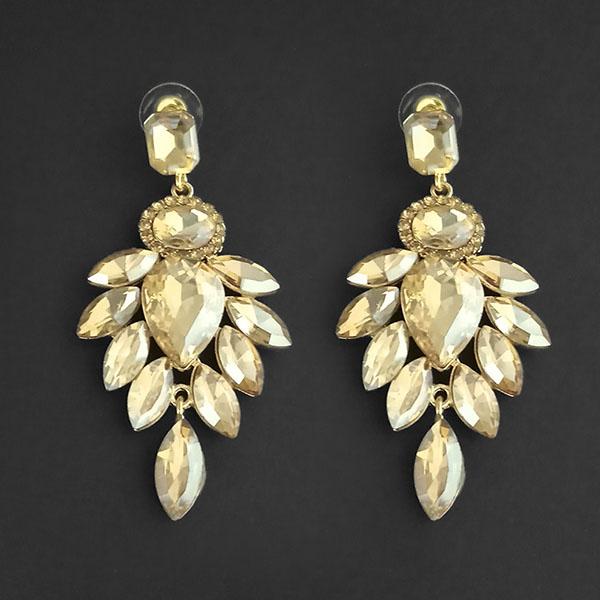 Kriaa Brown Crystal Stone Dangler earrings - 1315631