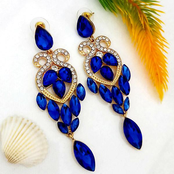 Kriaa Blue Crystal And Austrian Stone Dangler earrings - 1315634E