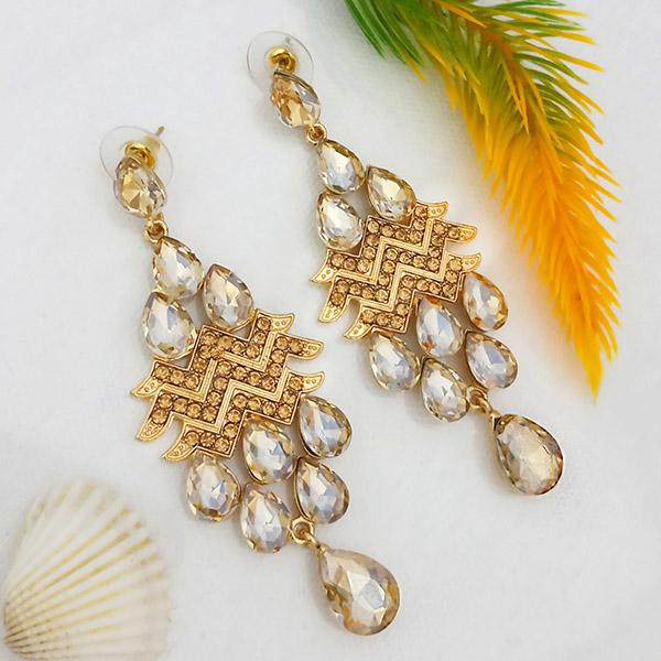 Kriaa Brown Crystal And Austrian Stone Dangler earrings - 1315636