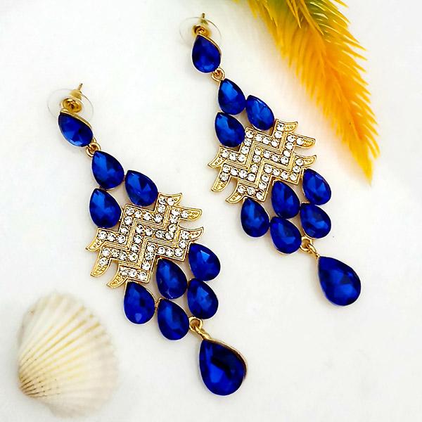 Kriaa Blue Crystal And Austrian Stone Dangler earrings - 1315636E