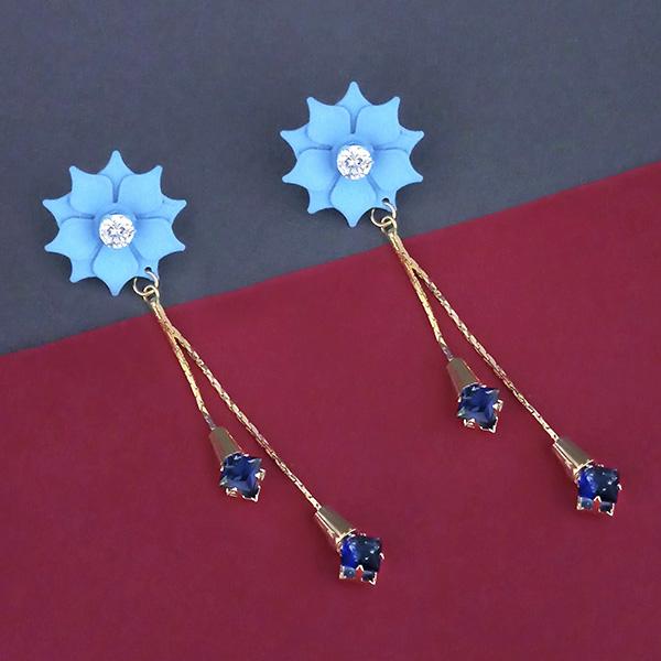 Urthn Blue Floral Austrian Stone Dangler Earrings - 1315704D