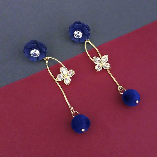 Urthn Blue Floral Austrian Stone Dangler Earrings - 1315707A