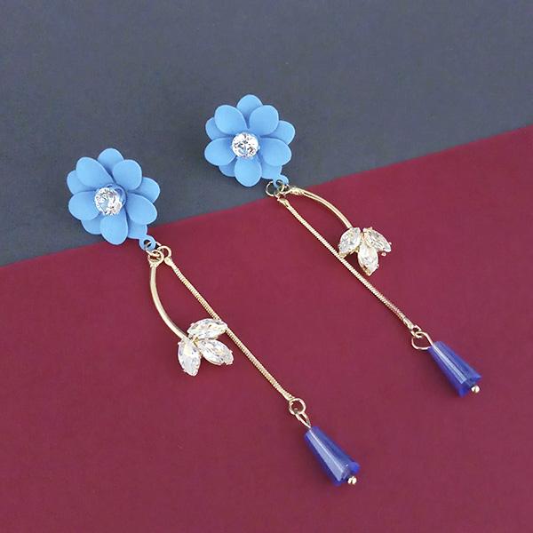 Urthn Blue Floral Austrian Stone Dangler Earrings - 1315709A