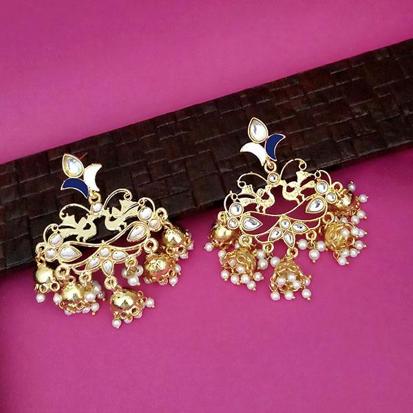 Kriaa Gold Plated Kundan Dangler Jhumki Earrings - 1316324D