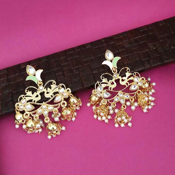 Kriaa Gold Plated Kundan Dangler Jhumki Earrings - 1316324E