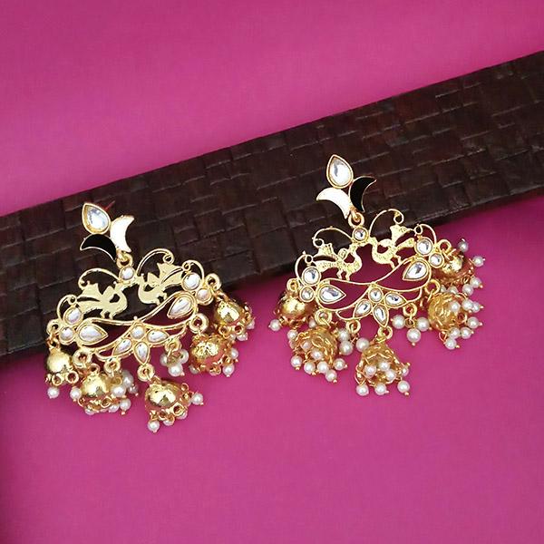 Kriaa Gold Plated Kundan Dangler Jhumki Earrings - 1316324G
