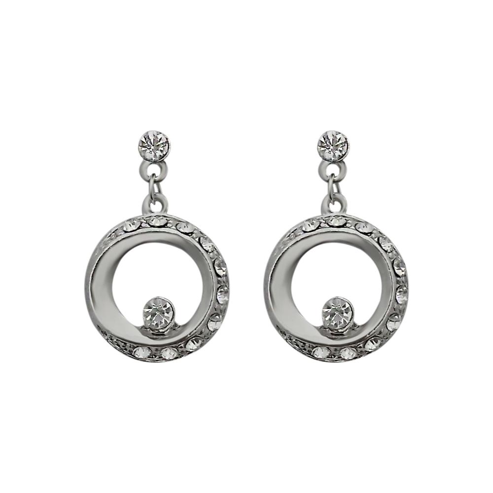 JewelMaze Austrian Stone Silver Plated Stud Earrings ( assorted design )