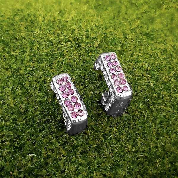 Kriaa Pink Austrian Stone Silver Plated Stud Earrings - 1316664G