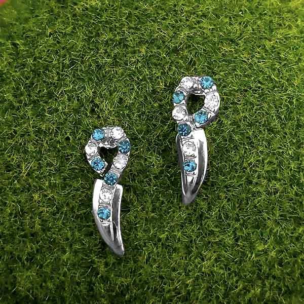 Kriaa Blue Austrian Stone Silver Plated Stud Earrings - 1316668B