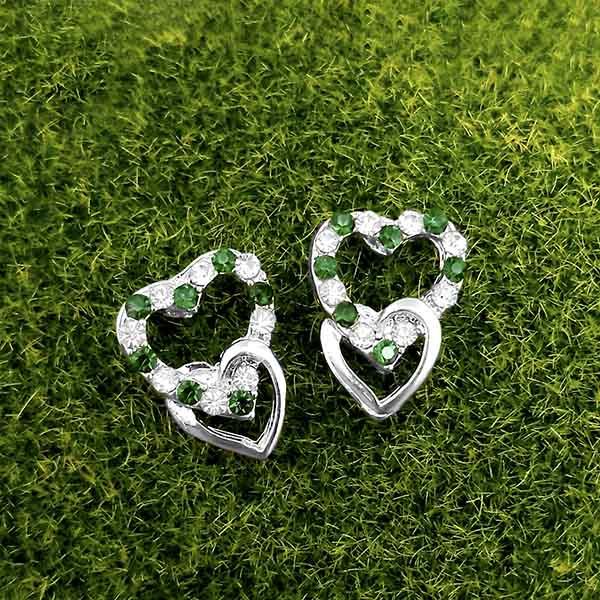Kriaa Green Austrian Stone Silver Plated Stud Earrings - 1316677E
