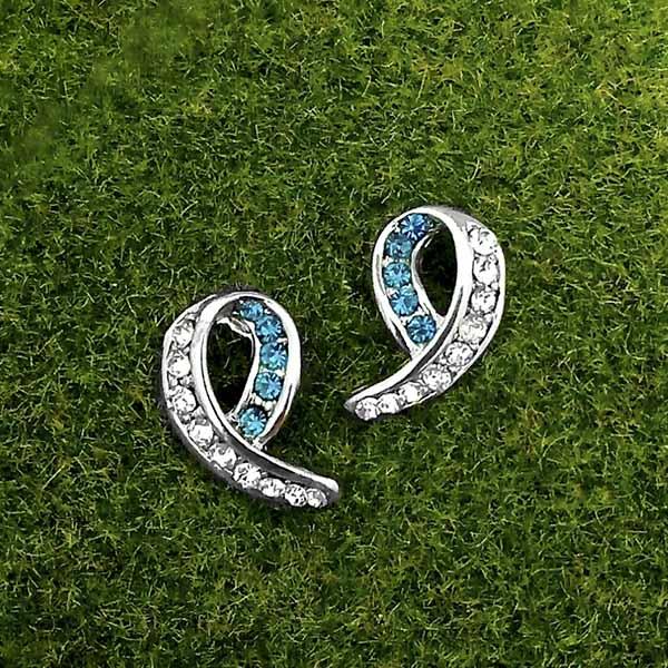 Kriaa Blue Austrian Stone Silver Plated Stud Earrings - 1316678C