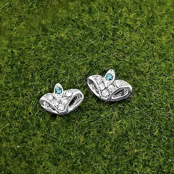 Kriaa Blue Austrian Stone Silver Plated Stud Earrings - 1316679A
