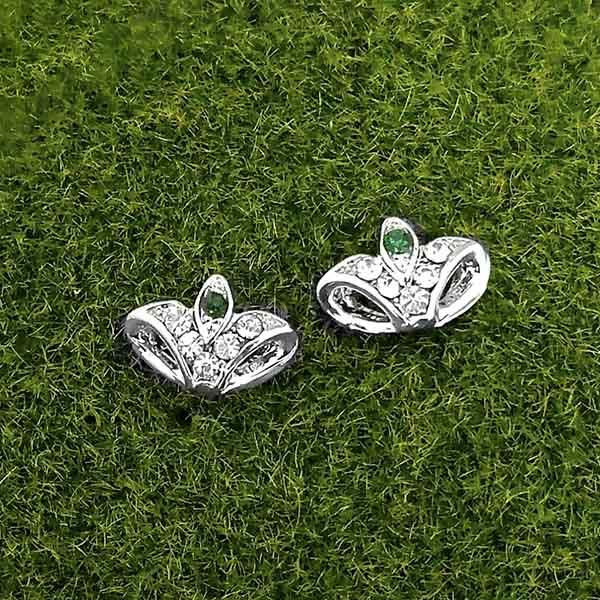 Kriaa Green Austrian Stone Silver Plated Stud Earrings - 1316679G