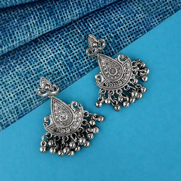 Acanthus Oxidised Silver Diamond Star Heart Drop Earrings | Liberty