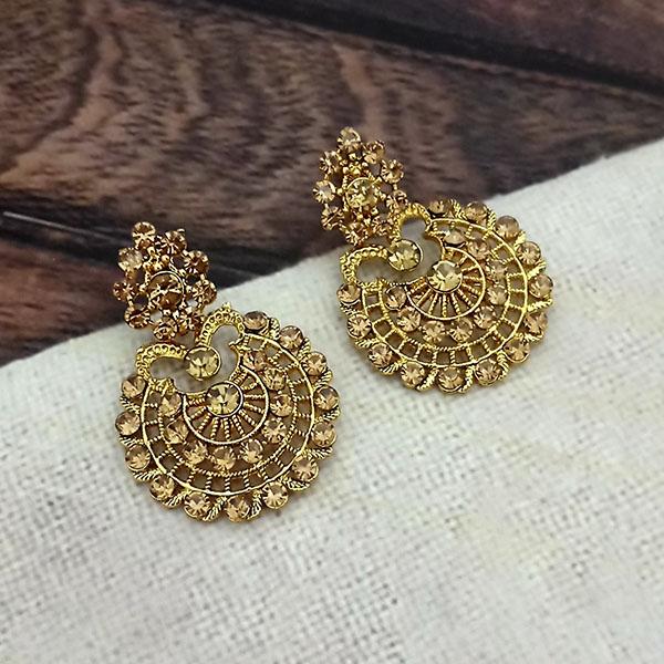 Kriaa Gold Plated Brown Austrian Stone Dangler earrings -1317025A